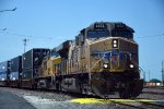 Eastbound intermodal slows for a crew change